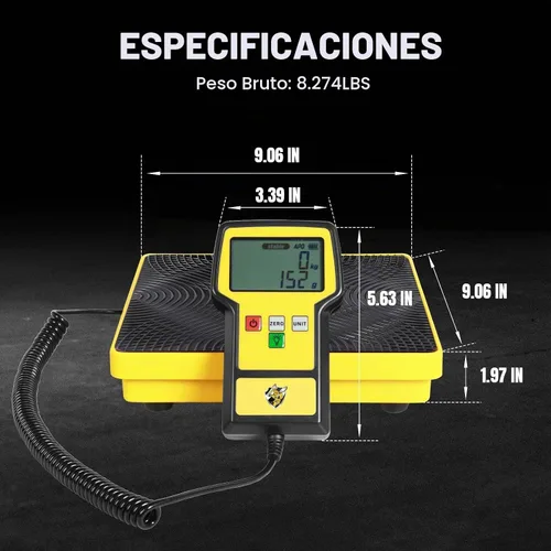 Vista 7 de Báscula de refrigerante 110 libras HVAC Freon Scale Pantalla LCD Ultra-Grande Escala de carga electrónica de refrigerante de alta precisión