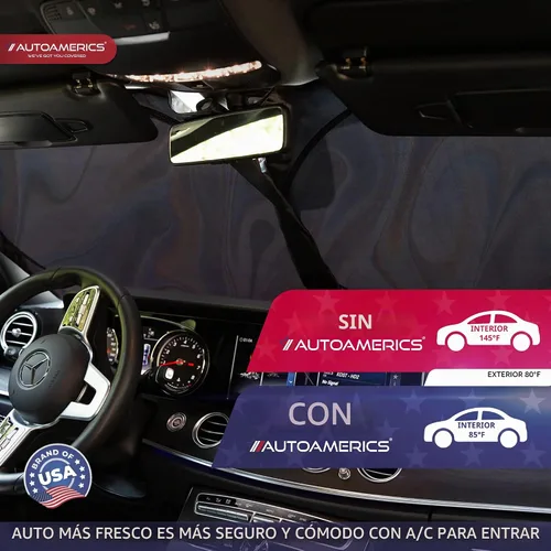 Vista 3 de Autoamerics Parasol de Parabrisas de Una Pieza - Parasol Cromado Líquido Plegable para Ventana Delantera de Auto para Carros SUV Camión - Protector