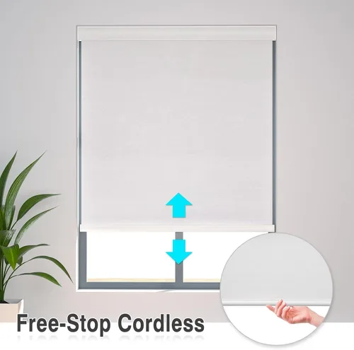 Vista 2 de Changshade Persianas enrollables opacas personalizadas, persianas enrollables con cenefa, oscurecimiento de la habitación, sin cables, con Blanco