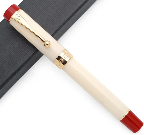 Vista 31 de JINHAO 100 - Pluma estilográfica con convertidor de tinta (punta media, 0.028 in, rojo cereza)