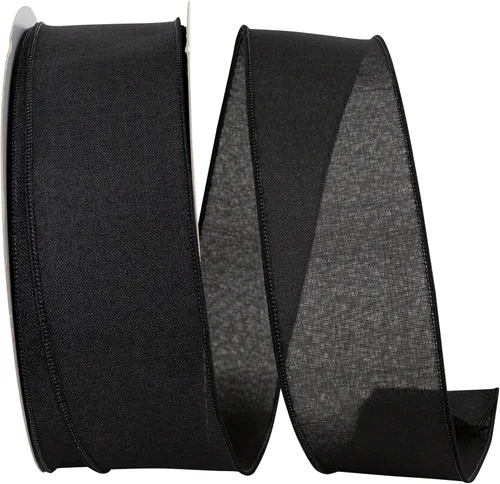 Vista 45 de Cinta Reliant Ribbon 92573W-031-09K para borde con alambre Everyday Linen Value, 1-1/2 pulgadas x 50 yardas, color negro