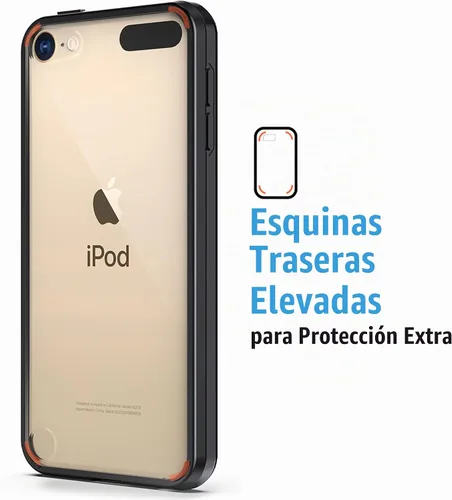 Vista 8 de Funda ULAK para iPod Touch 6ta generación, funda para iPod 5, transparente, suave, de TPU flexible, plástico rígido que absorbe golpes, Negro
