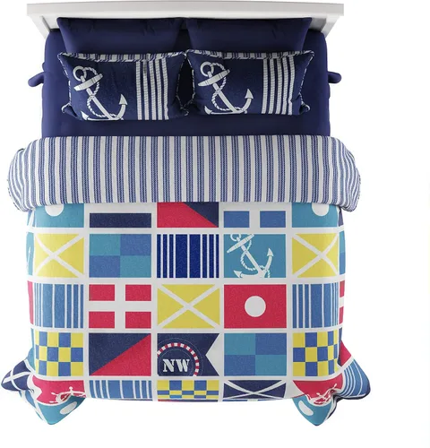 Vista 5 de Lavish Home - Juego de edredón de 3 piezas, colcha reversible de temática costera con funda, ligera, transpirable, hipoalergénica