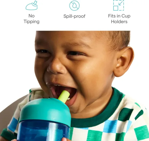 Vista 6 de Munchkin Perfect Angle - Vasos con popote para niños pequeños de 1 a 3 años, a prueba de derrames, con popote suave y ergonómico, sin BPA, 10 onzas