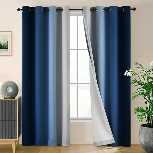 Vista 159 de SimpleHome Cortinas degradadas degradadas para oscurecer la habitación de 36 pulgadas de largo para dormitorio, con ojales y bloqueo de luz Negro