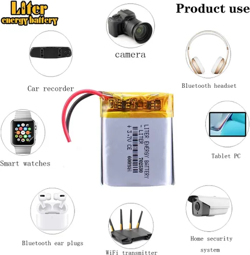 Vista 4 de Liter energy battery batería recargable 702530 del polímero de iones de litio de la batería 600mAh de 3.7V Lipo con dos líneas