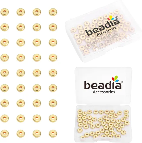 Vista 27 de BEADIA Cuentas espaciadoras triangulares chapadas en oro de 14 quilates, 0.098 x 0.059 in, 50 unidades para hacer joyas, no se deslustran