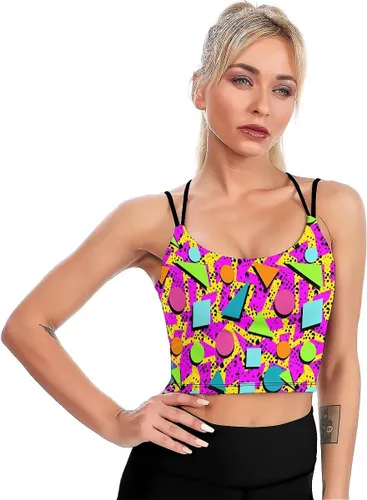 Vista 5 de Sujetadores deportivos de alto impacto para mujer, de línea larga, acolchados, para entrenamiento, correr, con soporte para yoga, camiseta sin
