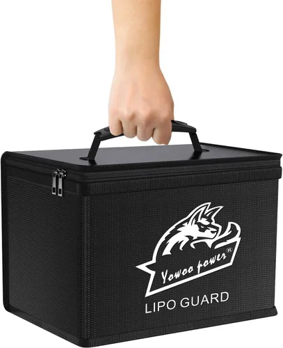 Vista 7 de Yowoo Lipo Bolsa de seguridad, bolsa de batería LiPo ignífuga a prueba de explosiones, gran espacio altamente resistente, doble cremallera