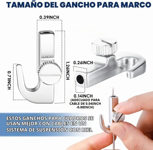 Vista 2 de Hicarer 12 ganchos ajustables para riel de imagen, normal
