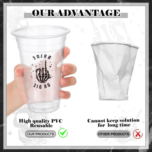 Vista 3 de Norme 24 vasos de plástico transparente de 17 onzas para despedida de soltera Till Death Do Us, decoraciones de despedida de soltera, vasos