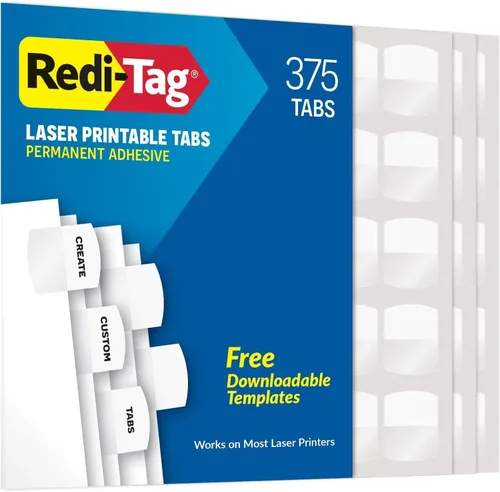 Vista 9 de Pestañas de índice láser imprimibles Redi-Tag, Blanco