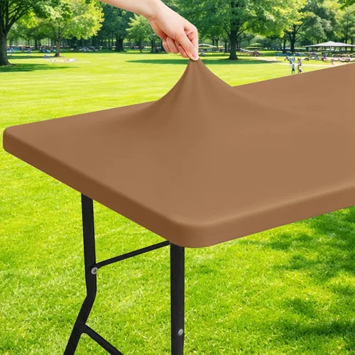 Vista 13 de Moosfor - Mantel elástico de elastano para mesa rectangular de 4 pies, manteles ajustables para picnic, funda estirable y lavable para mesa de patio
