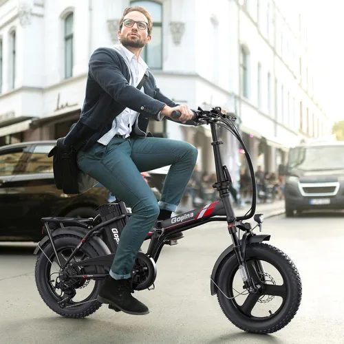 Vista 3 de Vivi Gopina Electric Bike, 16" x 3.0 Fat Tire Electric Bike, Peak 500W Step Thru Electric Bicycle, 48V Removable Battery, Up to 40 Miles, LCD
