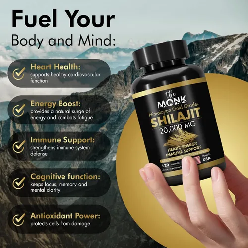 Vista 3 de Shilajit orgánico con ácido fúlvico, ácido húmico, más de 85 minerales - Grado Oro Plus - Igual que la resina - Energía, resistencia, apoyo cerebral