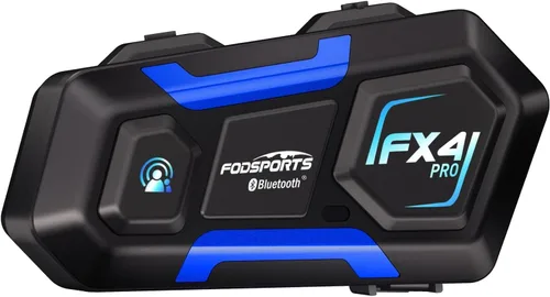 Vista 9 de Fodsports FX4 Pro - Casco de motocicleta, intercomunicador Bluetooth con control de voz AI, sistema de comunicación de auriculares de 4 vías, música