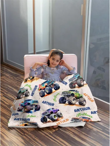 Vista 150 de Manta de bebé con texto en inglés «Just A Boy Who Loves Trucks» para niños y niñas, manta súper suave para envolver al recién nacido, acogedora