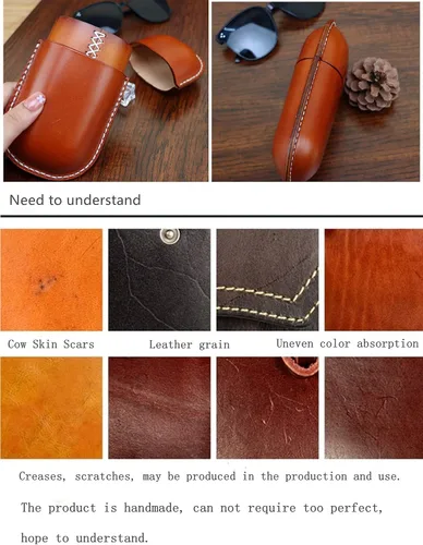 Vista 18 de Funda de cuero para gafas de sol vintage para hombres y mujeres miope, gafas de sol, viaje, caja de almacenamiento antiaplastamiento
