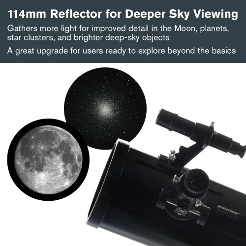 Vista 5 de Celestron - Telescopio PowerSeeker 114EQ - Telescopio ecuatorial alemán manual para principiantes - Compacto y portátil - Paquete de software