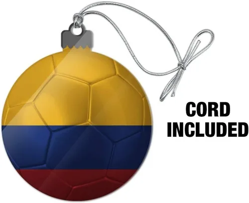 Vista 3 de GRAPHICS & MORE Bandera de Colombia Bola de Fútbol Fútbol Fútbol Acrílico Árbol de Navidad Adorno de vacaciones