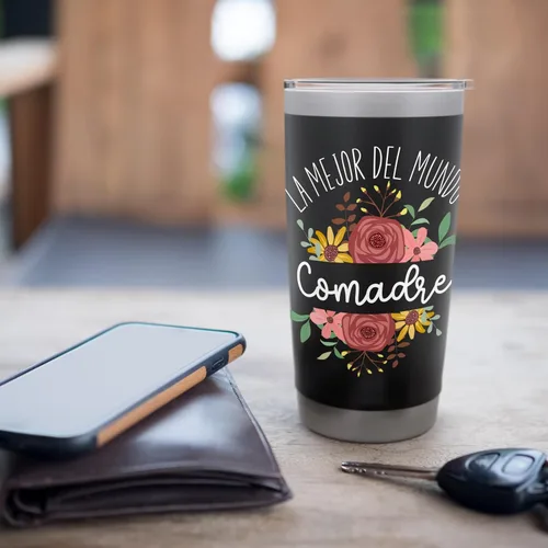 Vista 7 de La Mejor Comadre Del Mundo - Vaso aislado de acero inoxidable para madrina española