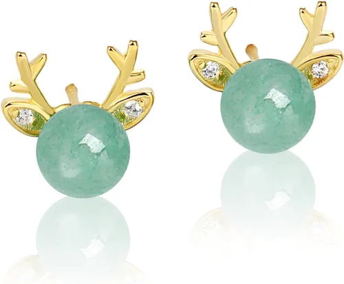 Vista 57 de Jade Earrings Studs,Green Jade Earrings for Women,925 Sterling Silver Earrings Studs for Sensitive Ears,Handmade Jade Earrings for Birthday