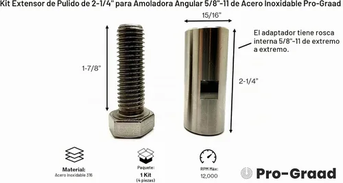 Vista 3 de Kit extensor Buff 2-1/4", 5/8"-11, inoxidable