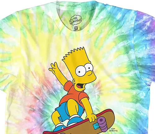 Vista 7 de The Simpsons Bart Simpson - Camisa clásica para hombre, Homer, Bart, Lisa, camiseta de teñido anudado