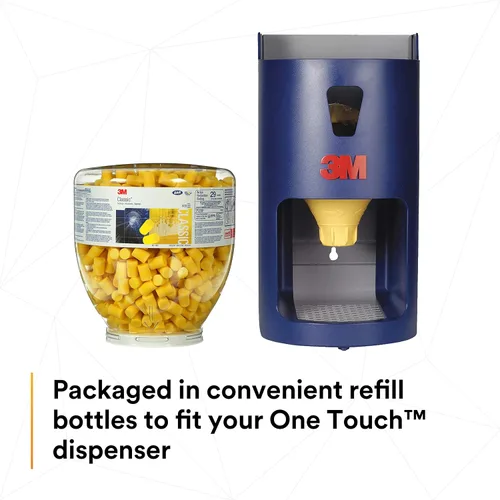 Vista 8 de 3M E-A-R Classic One Touch Refill 391-1001, botella de 500 pares de tapones desechables para los oídos, sin cable, clasificación de reducción