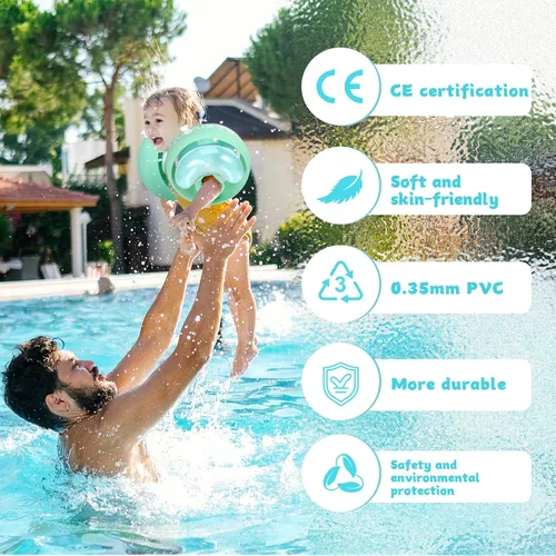 Vista 5 de WYRIAZA Flotadores de brazo para niños (1-6) – Flotadores de natación para niños pequeños con 3 bolsas de aire (XS, S) – Se adapta a 13-44 libras