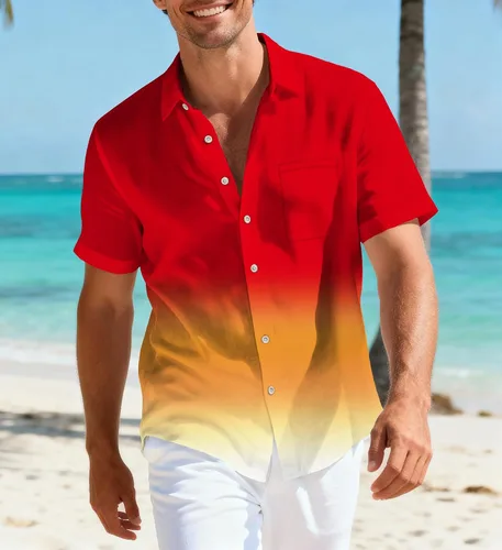 Vista 15 de Camisas hawaianas para hombre, casual, manga corta, con botones, tropical, verano, playa, con bolsillo Camisas de bolos negras para hombre