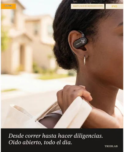 Vista 10 de TREBLAB X-Open - Auriculares inalámbricos True Open Ear de oído abierto, comodidad ligera, ajuste detrás de la oreja, sonido envolvente, micrófono
