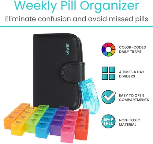 Vista 2 de Organizador de pastillas por vive, Estuche negro, 1