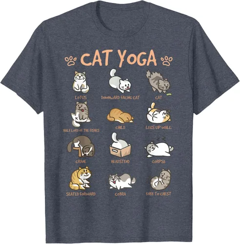 Vista 88 de Cat Yoga Poses Cats Practicing Mindfulness Meditación Kitten - Camiseta, Negro, S