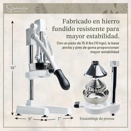 Vista 6 de SANA Exprimidor de prensa manual de alta resistencia comercial para todo tipo de cítricos, extracción máxima Exprimidor de naranja, limón, lima