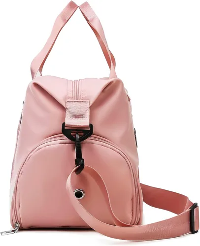 Vista 7 de Arouselove Bolsas de lona deportivas para mujeres y hombres, bolsa de gimnasio portátil con bolsillo húmedo y compartimento separado para zapatos