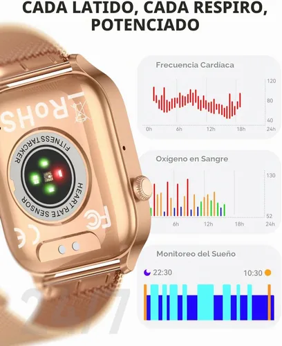 Vista 4 de Relojes inteligentes para mujer (llamadas/recordatorios), reloj inteligente HD de 1.85 pulgadas para teléfonos Android y iPhone compatible, más