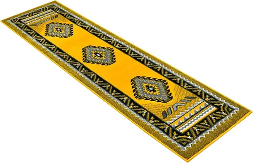 Vista 8 de HR Runner - Alfombra tradicional con cubierta de suelo, color amarillo, gris y negro