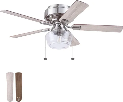 Vista 21 de Prominence Home MaCenna 51663-01 - Ventilador de techo LED tradicional de 52 pulgadas con luz de vidrio transparente, cadena de tracción, 5