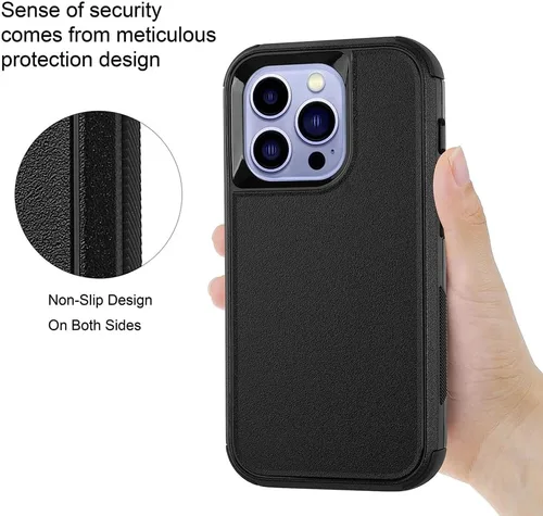 Vista 6 de X-belmox - Funda protectora para iPhone 14 Pro Max de 3 capas, color negro