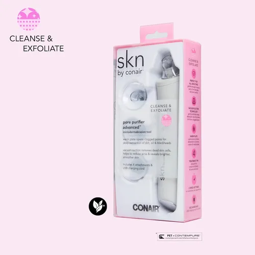 Vista 7 de skn by Conair - Herramienta facial de microdermabrasión, aspiradora de poros, elimina las células muertas de la piel y la suciedad de los poros