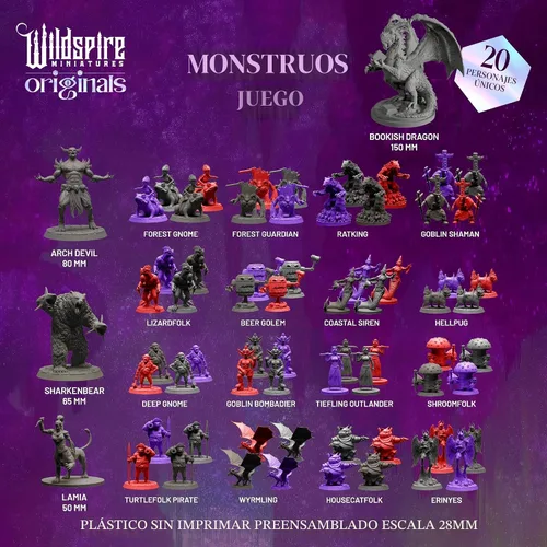 Vista 2 de Wildspire Fantasy Monsters & Bookish Dragon for DND Miniatures Unpainted Bulk 28mm-32mm Dungeons & Dragons Minis Pathfinder Figures Fantasy