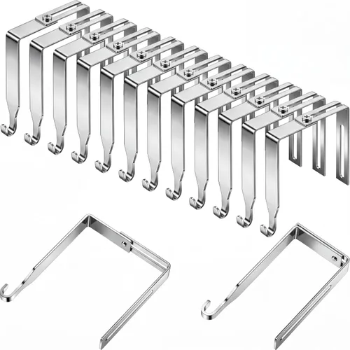 Vista 8 de Amylove 4 ganchos ajustables para cubículos, ganchos universales de metal para cubículos, para colgar puertas, ajustables para adaptarse a paneles