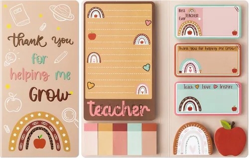 Vista 33 de Xqumoi Juego de 2 notas adhesivas Teaching is A Work of Heart, lápiz de pizarra, Apple, blocs de notas autoadhesivas para el profesor, escritura