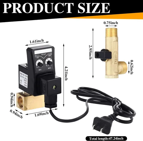Vista 2 de Bonuci Kit de válvula de drenaje electrónica automática, válvula de agua de drenaje de tanque de 110 V para aire comprimido (separación)