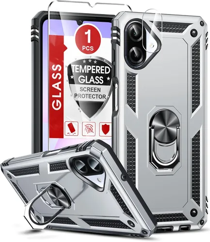 Vista 284 de LeYi Funda para Samsung Galaxy A05 (no compatible con A05S) con protector de pantalla y protector de lente de cámara, funda resistente de grado Negro