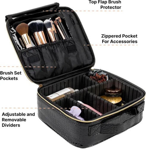 Vista 2 de Carrywell Estuche de viaje para maquillaje, no hecho en China, estuche de tren duro para cosméticos, organizador portátil de artistas de belleza
