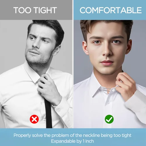 Vista 5 de 12 extensores de botón de cuello de camisa para camisas de vestir para hombres, extensor de botón de cuello cómodo, también funciona como extensores