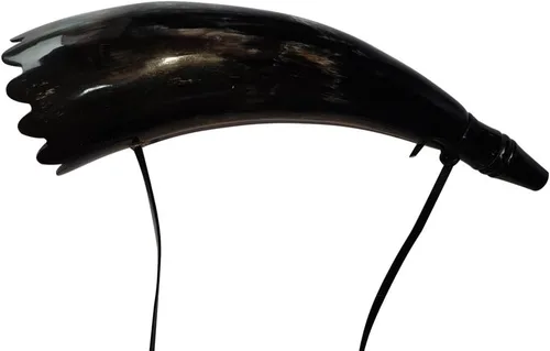 Vista 6 de Reed Viking - Cuerno soplador con silbato, corneta de cuerno de buey hecha a mano, sonido medio para festivales, ceremonias, instrumento medieval