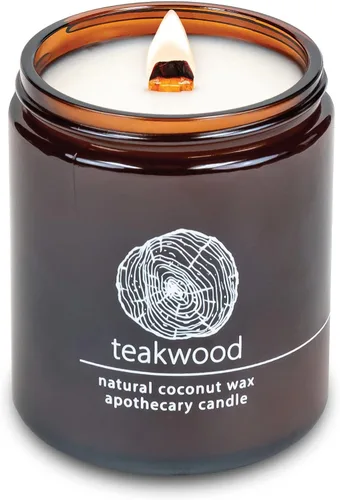 Vista 62 de Vela de mecha de madera agrietada Hemlock Park hecha a mano con cera de coco natural (grande de 16 oz, ámbar) Coconut Apricot Wax Crackling Wood
